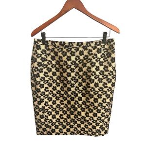 Ann Taylor Black and Tan Pencil Skirt Animal Print 8